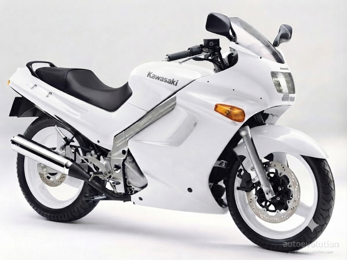 White Kawasaki ZZR250 motorcycle